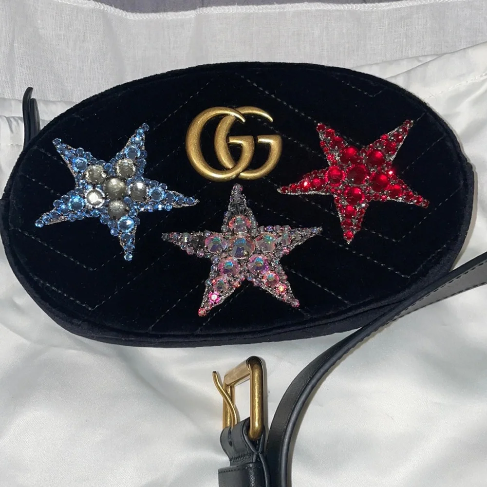 Gucci Marmont GG Stars Velvet bumbag - size 85 - Picture 1 of 15